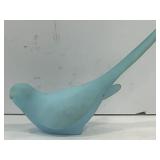 FENTON BLUE SATIN GLASS BIRD OF HAPPINESS - 7"