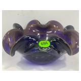 MURANO GLASS ART BOWL WITH RUFFLED EDGE - 7" X