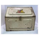 VINTAGE TIN LITHO BREAD BOX - 13" X 11"