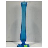L.E. SMITH COBALT BLUE SWUNG STRETCH VASE - 9 3/4"