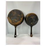 LOT OF 2 AMERICAN CAMPER CAST IRON SKILLETS - 7" &