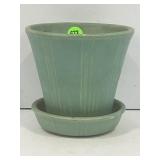 MCCOY POTTERY PLANTER WITH ATTACHED SAUCER -4 5/8"