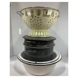 ENAMELWARE STRAINERS & 10" AND 11" BOWLS