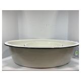 LARGE OVAL ENAMELWARE WASH TUB & BOWL -25" X 18" &