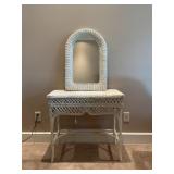 WICKER TABLE WITH MIRROR - TABLE IS 30' X 16' X