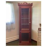 THREE SIDED GLASS WALNUT DISPLAY CASE WITH