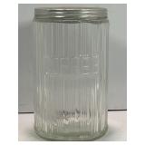 SELLERS CABINET GLASS COFFEE JAR WITH LID - 7"
