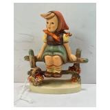 1938 HUMMEL LITTLE GIRL ON FENCE FIGURINE -4" TALL