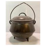 CAST IRON 1 GALLON 3 FOOTED BEAN POT WITH LID &