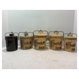 LOT OF 5 LIDDED CHEESE CROCKS