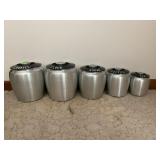 5 PIECE ALUMINUM CANISTER SET -COFFEE, TEA, SUGAR,