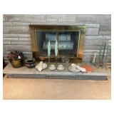 LOT OF DECORATIVE ITEMS -BRASS BUCKET, CANDLESTICK