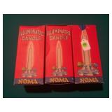 LOT OF 3 VINTAGE NOMA ILLUMINATED CANDLES IN