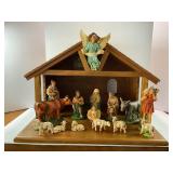 HANDMADE NATIVITY SET WITH CHALK FIGURES - FIGURES