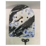 DELFT PORCELAIN 8 DAY WIND UP WALL CLOCK - 7" X