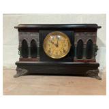 ANTIQUE SESSIONS 6 COLUMN BLACK WIND UP MANTLE