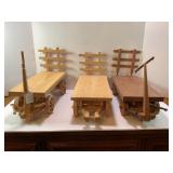 LOT OF 3 HANDMADE WOOD FLATBED WAGONS