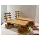 LOT OF 2 HANDMADE WOOD FLATBED WAGONS