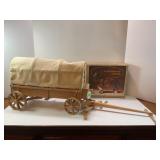 HANDMADE WOOD COVERED WAGON WITH HORSES