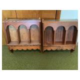 2 WALNUT WALL HANGING SHELVING UNIT 21 1/2" X