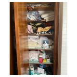 CONTENTS OF LINEN CLOSET - BLANKETS, PURSES,