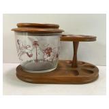 PHEASANT & DOG GLASS TOBACCO JAR STAND