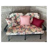 THREE PIECE WROUGHT IRON PATIO SET - BENCH, CHAIR
