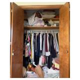 CONTENTS OF CLOSET IN BEDROOM - VINTAGE CLOTHES,