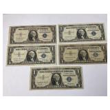 LOT OF 5 - 1935 & 1957 $1 SILVER CERTIFICATES