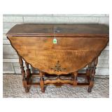 DOUBLE DROP LEAF 6 LEG WALNUT TABLE - IN