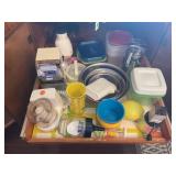 CONTENTS OF CABINET IN KITCHEN - FIRE KING 2 QT