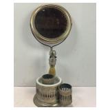 ANTIQUE GENTLEMAN SHAVERS STAND WITH MIRROR, BRUSH