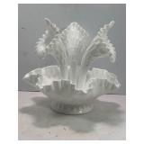 OLDE VIRGINIA GLASS MILK GLASS 3 HORN EPERGNE VASE