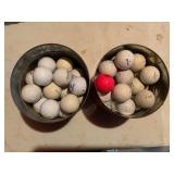 LOT OF 2 FOLGERS COFFEE CANS FULL OF GOLF BALLS