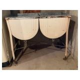 DOUBLE SINK GALVANIZED WASH TUB WITH ROLL AROUND