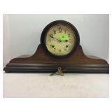 NEW HAVEN WIND UP MANTLE CLOCK WITH KEY -21" X 10"