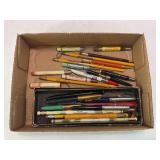 VINTAGE HAND PAINTED PENCIL BOX WITH MANY