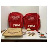 TWA TRAVEL BAGS LOCAL KEYCHAINS CHEVY AND MANY
