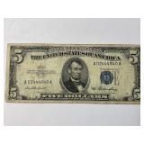 1953 $5 DOLLAR SILVER CERTIFICATE FEDERAL RESERVE