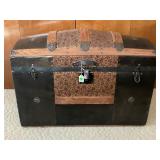 ANTIQUE HUMP BACK TRUNK WITH CONTENTS