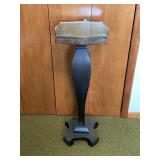 GLASS TOP WALNUT PLANT STAND - 36" TALL