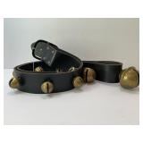 GRADUATED BRASS SLEIGH BELLS ON LEATHER STRAP