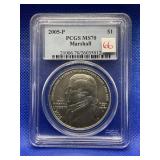 2005 P JOHN MARSHALL DOLLAR PCGS MS70