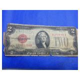 1928 TWO DOLLAR RED NOTE BILL