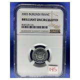 2003 BURUNDI FRANC NGC BRILLIANT UNCIRCULATED
