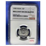 1988 INDIA 10P NGC BRILLIANT UNCIRCULATED