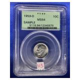 1959 D ROOSEVELT DIME PCGS MS64 GREEN LABEL