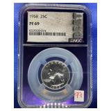 1958 WASHINGTON QUARTER NGC PF69