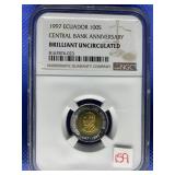 1997 ECUADOR 100S CENTRAL BANK ANNIVERSARY NGC