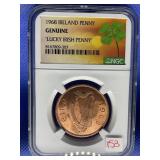 1968 IRELAND PENNY 'LUCKY IRISH PENNY' NGC GENUINE